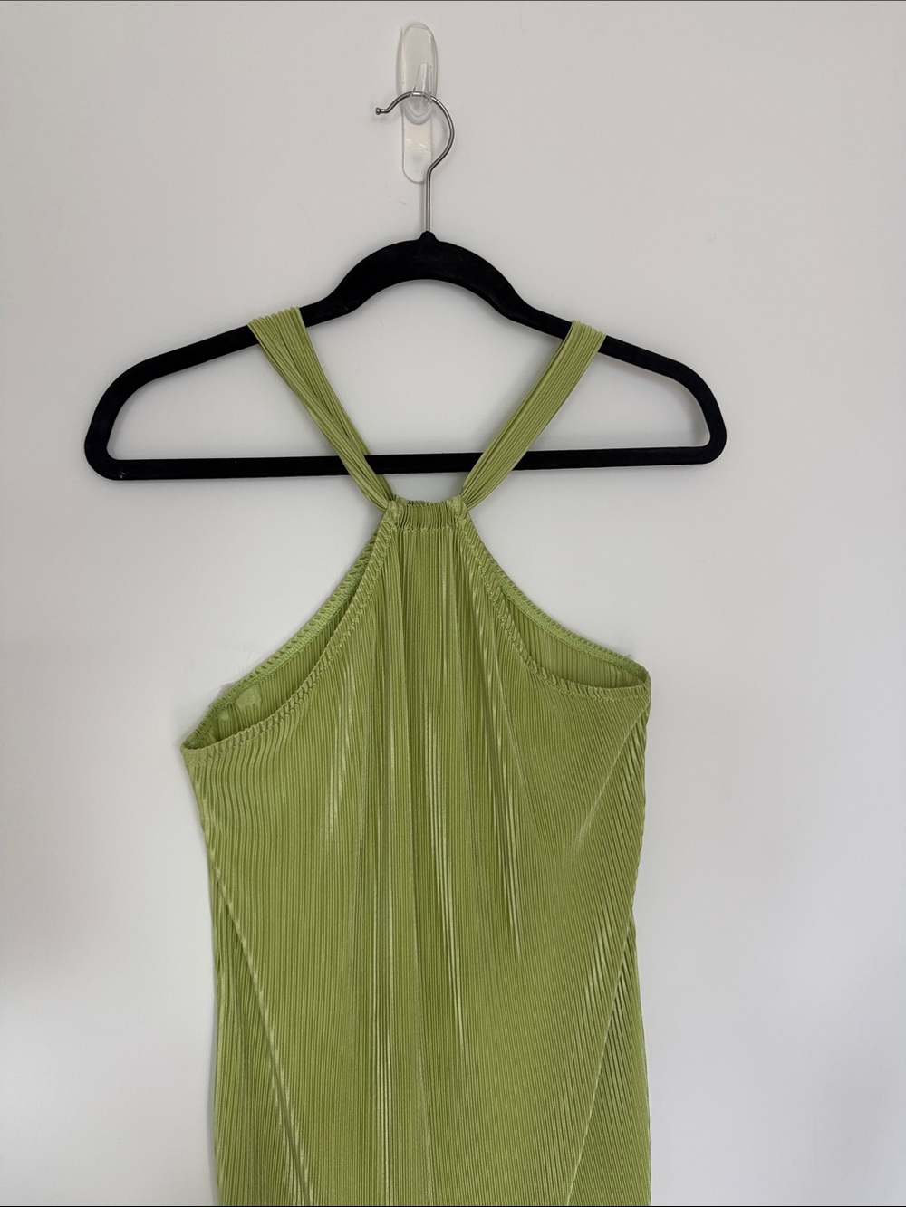 Commense Light Green Halter Ribbed Mini Dress - Picture 3 of 4